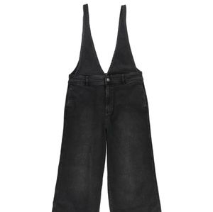 Free People Wide Leg A-Line Faded Black Overalls